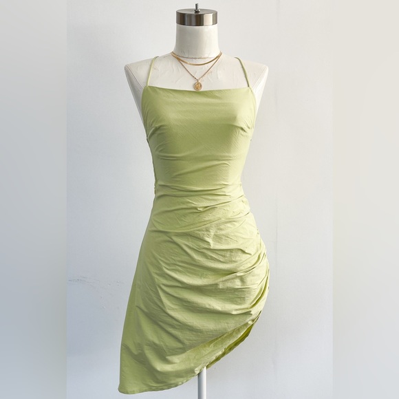 SeekTheLabel Light Green Mini Dress, with open strappy back - Picture 1 of 3
